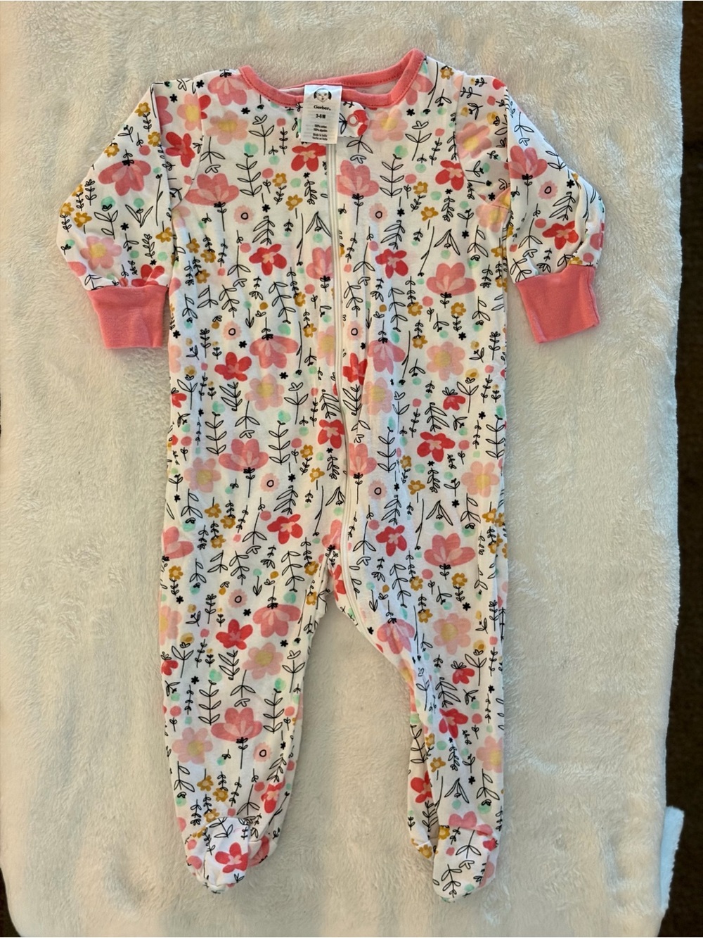 Gerber Pink Floral Footed One-Piece Sleep Suit